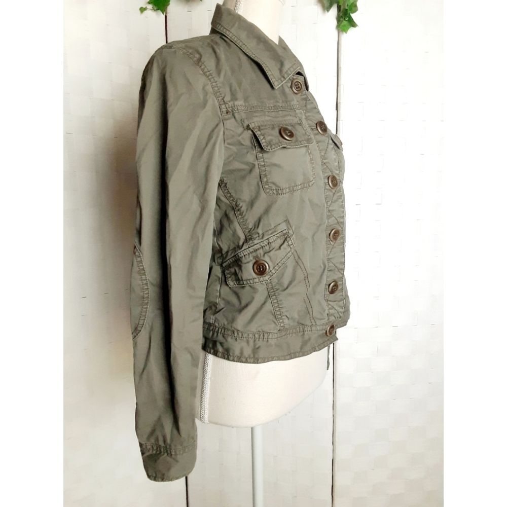 Esprit Button-Down Patch Elbow Crop Utility Jacket - image 5